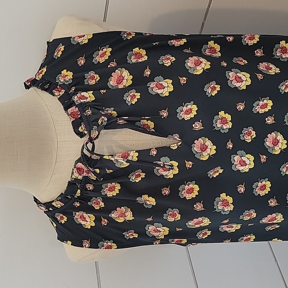 LOFT small green floral midi dress - Picture 2 of 5